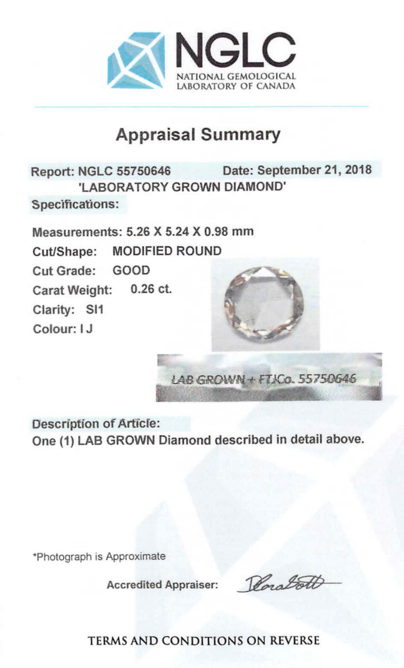 0.26 ct Silver Ash Round Modified Rose Cut Fancy Lab Grown Diamond