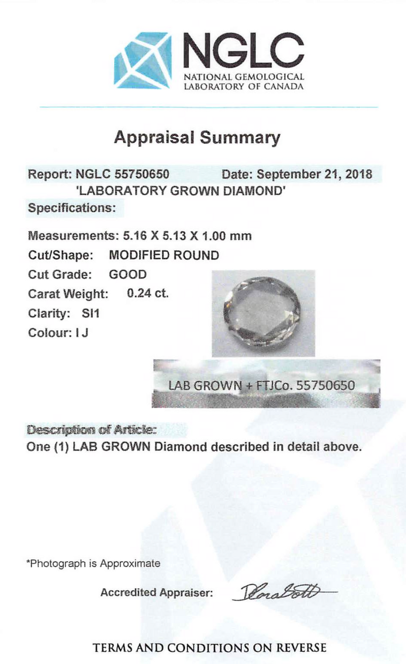 0.24 ct Silver Ash Round Modified Rose Cut Fancy Lab Grown Diamond