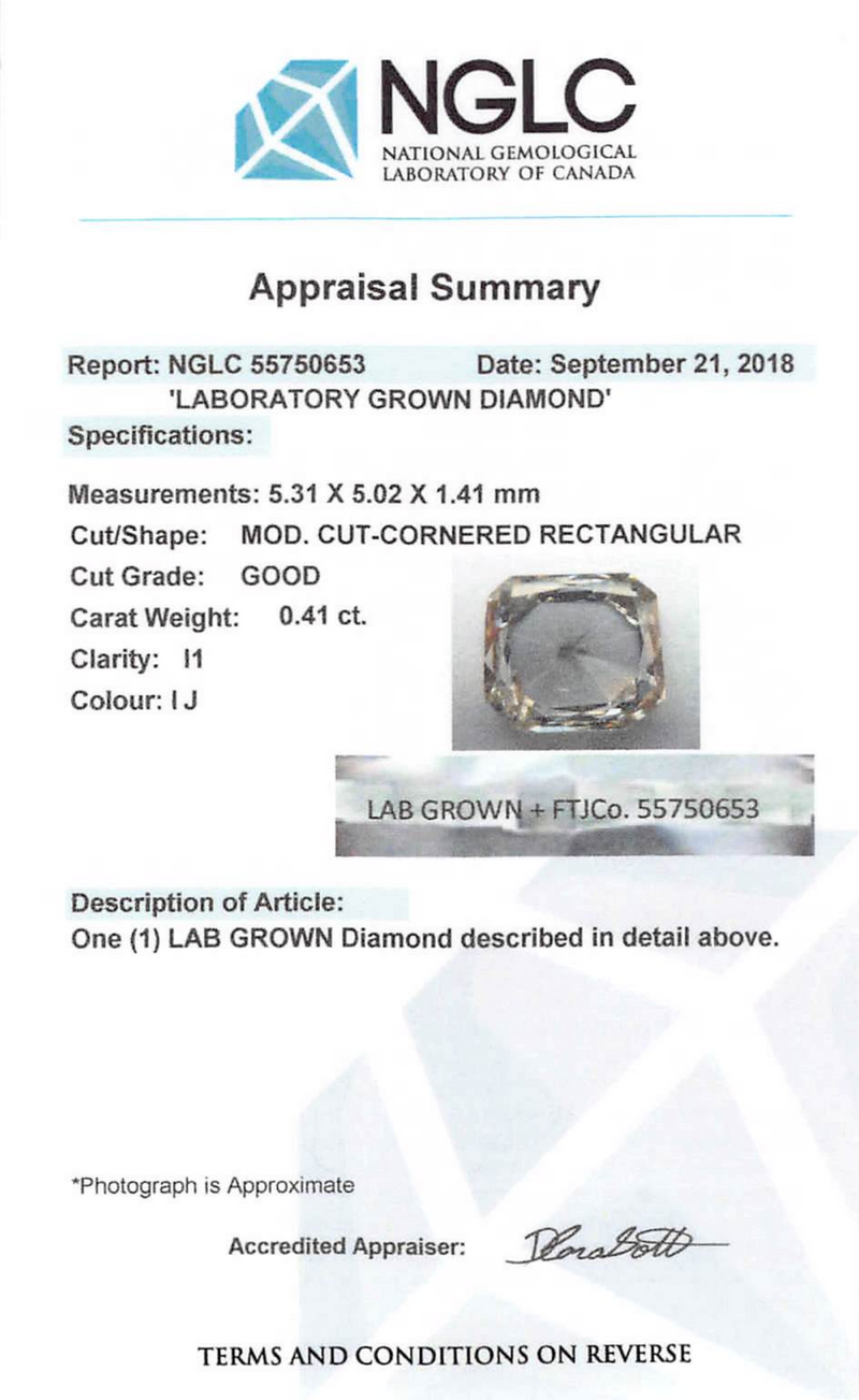 0.41 ct Light Bayleaf Rectangular Cut Corner Rose Cut Fancy Lab Grown Diamond