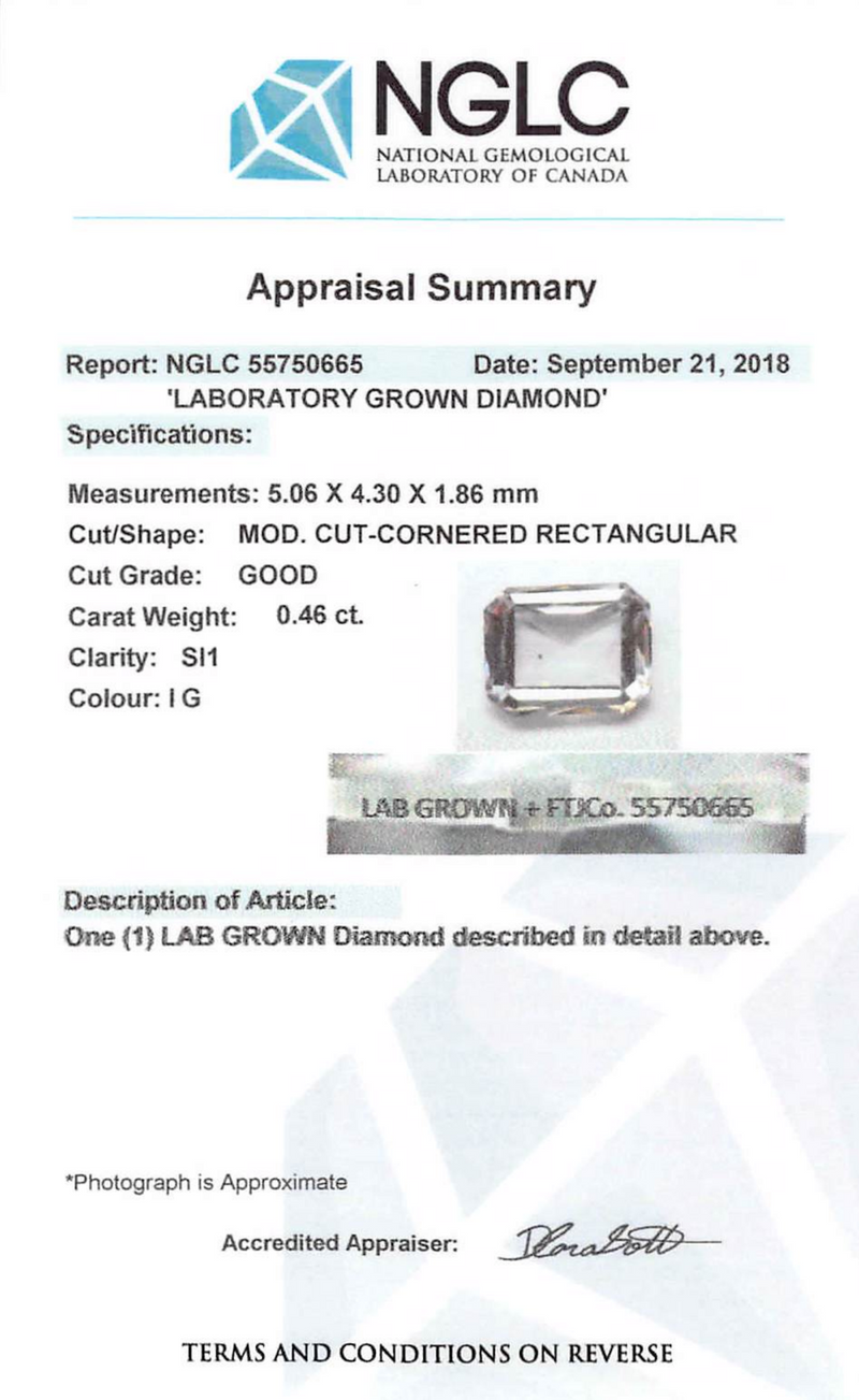 0.46 ct Silver Mist Rectangular Modified Cut Corner Rose Cut Natural Diamond