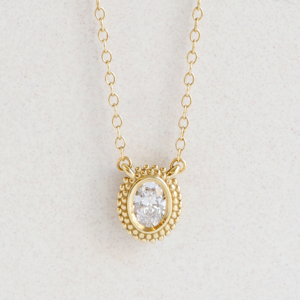 Ethical Jewellery & Engagement Rings Toronto - Oval Diamond Dahlia Pendant in Yellow Gold - FTJCo Fine Jewellery & Goldsmiths