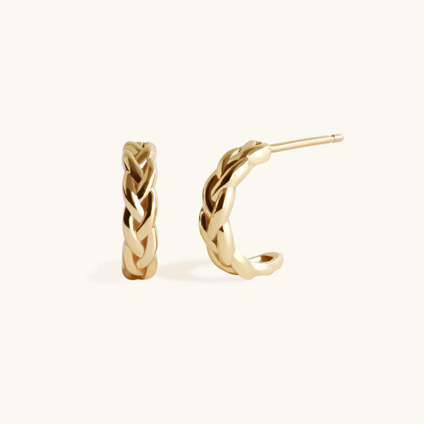 Parliament Braided Hoops in Yellow Gold