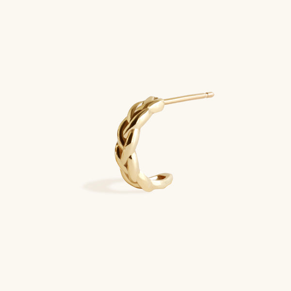 Parliament Braided Hoop Single in Yellow Gold