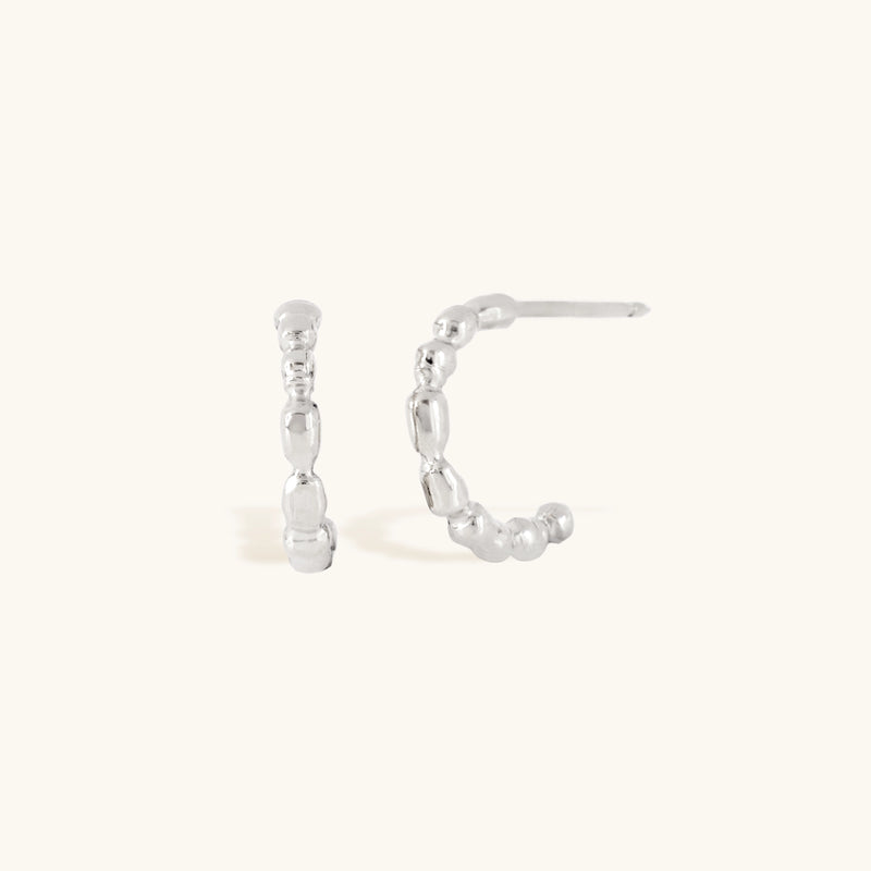 Petite Pearly Hoop Earring in Silver