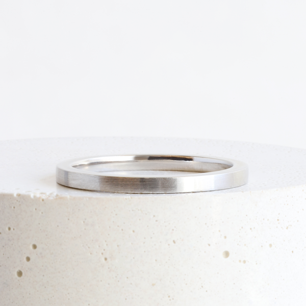 Ethical Jewellery & Engagement Rings Toronto - Platinum 2 mm Wide Flat Band - FTJCo Fine Jewellery & Goldsmiths
