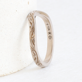 Ethical Jewellery & Engagement Rings Toronto - Pre-loved Customized Curved Band with Hand Engraved Vine Pattern - FTJCo Fine Jewellery & Goldsmiths