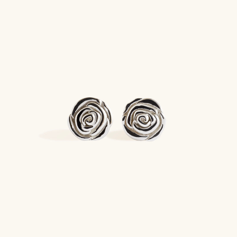 Rosette Studs in Silver