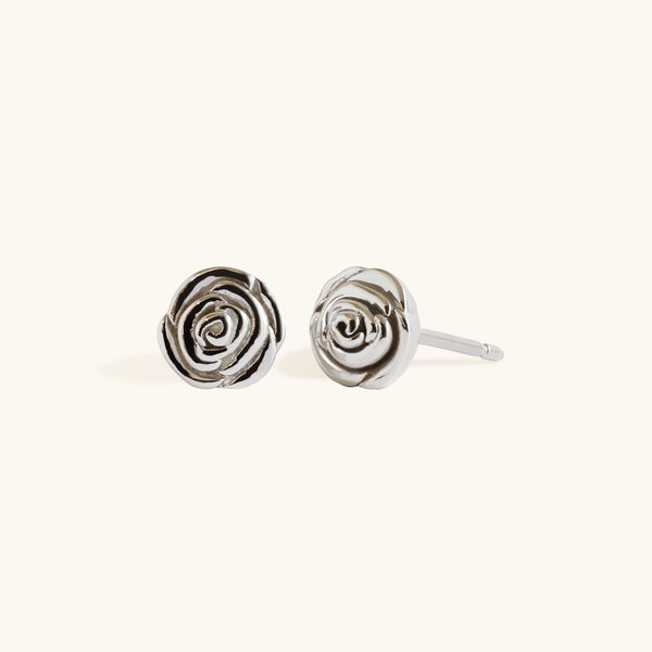 Rosette Studs in Silver