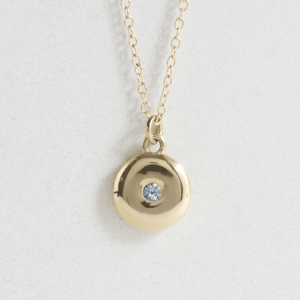 Ethical Jewellery & Engagement Rings Toronto - Aquamarine (March) Birthstone Round Amulet Pendant in Yellow Gold - FTJCo Fine Jewellery & Goldsmiths