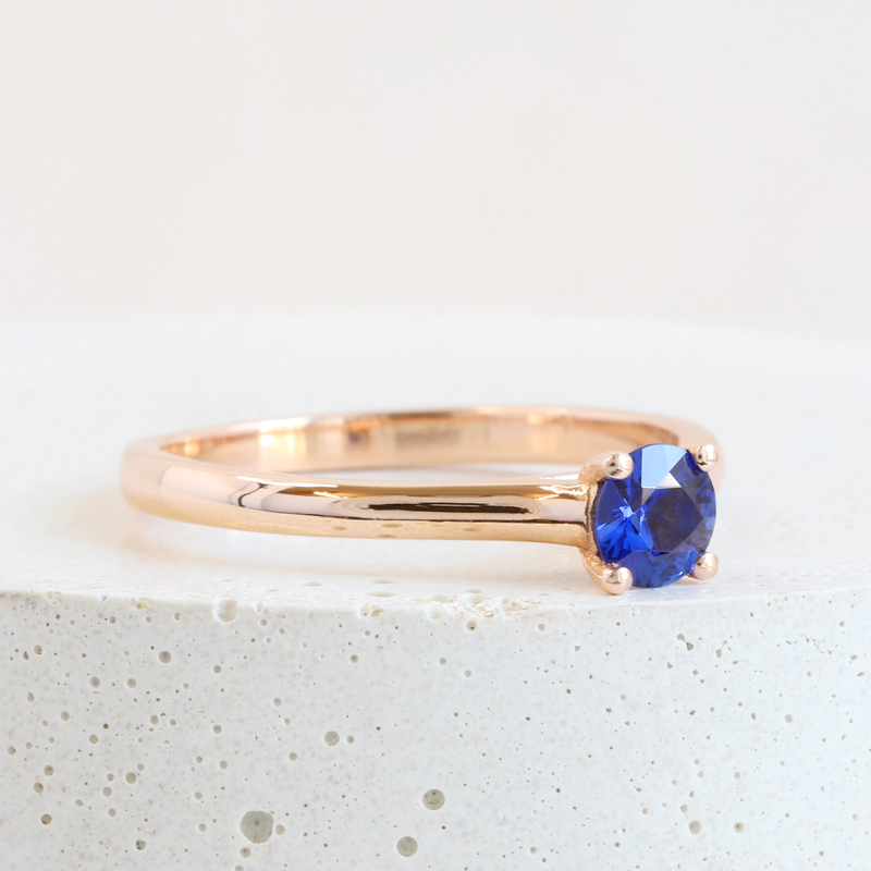 Ethical Jewellery & Engagement Rings Toronto - 0.41 ct Deep Water Blue Sapphire Traditional Love Note Solitaire in Rose - FTJCo Fine Jewellery & Goldsmiths