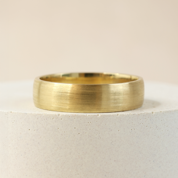 6 mm Low Dome Band with Satin Finish in Yellow Gold