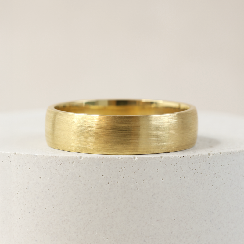 6 mm Low Dome Band with Satin Finish in Yellow Gold