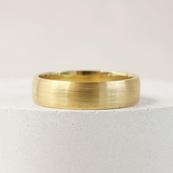 6 mm Low Dome Band with Satin Finish in Yellow Gold