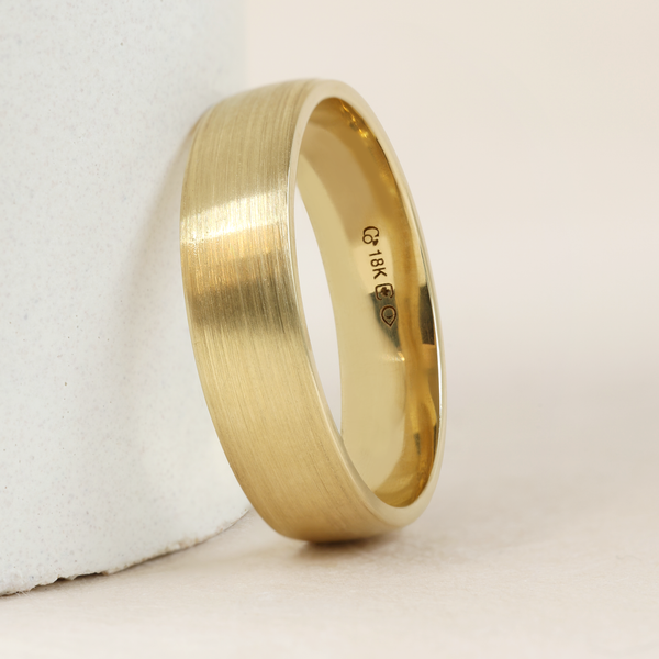 6 mm Low Dome Band with Satin Finish in Yellow Gold