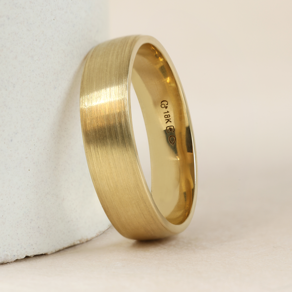 6 mm Low Dome Band with Satin Finish in Yellow Gold