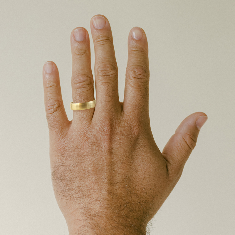 6 mm Low Dome Band with Satin Finish in Yellow Gold