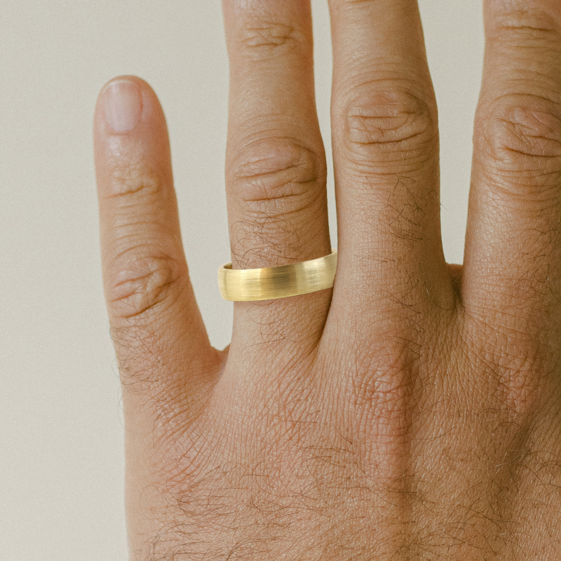 6 mm Low Dome Band with Satin Finish in Yellow Gold