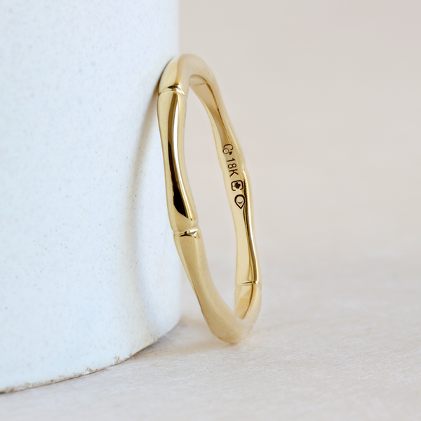 2 mm Bamboo Band in Yellow Gold