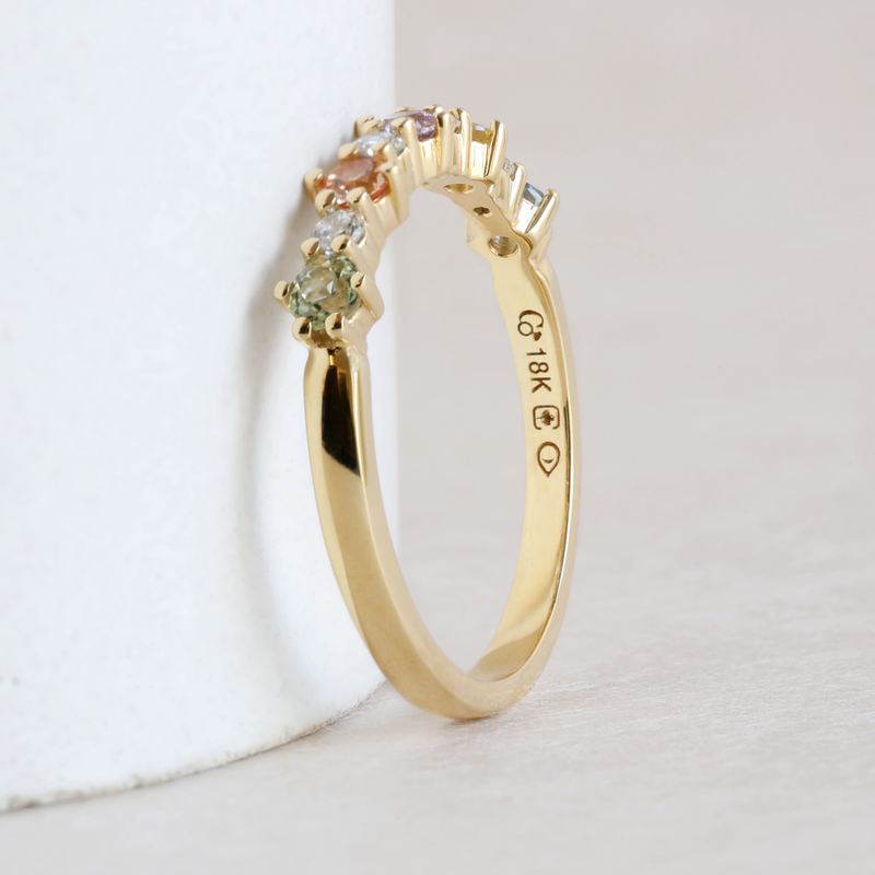 Rainbow Stella 9 Band in 18K Yellow Gold