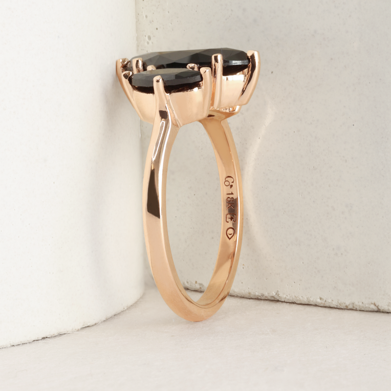 Ethical, Custom Ring-Marquise Black Spinel Three Stone Avery Ring
