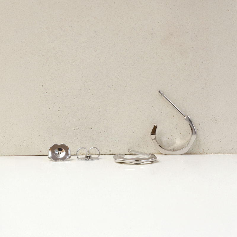 Mini Ripple Hoops in 18K Palladium White Gold