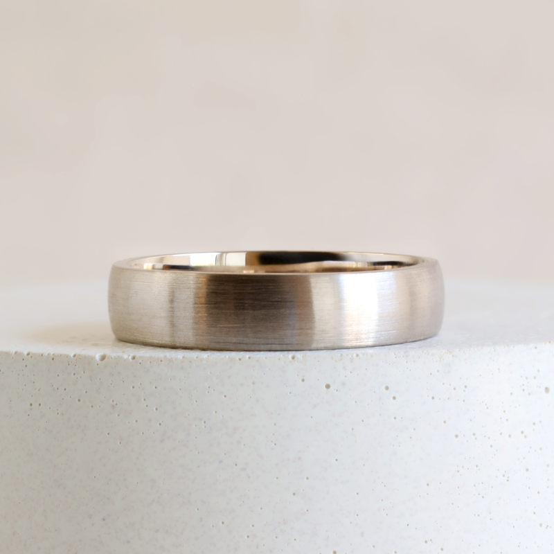 Ethical Jewellery & Engagement Rings Toronto - 5 mm Low Dome Band with Satin Finish in 18K Palladium White Gold - FTJCo Fine Jewellery & Goldsmiths