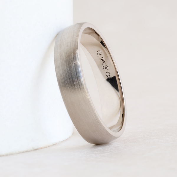 Ethical Jewellery & Engagement Rings Toronto - 5 mm Low Dome Band with Satin Finish in 18K Palladium White Gold - FTJCo Fine Jewellery & Goldsmiths