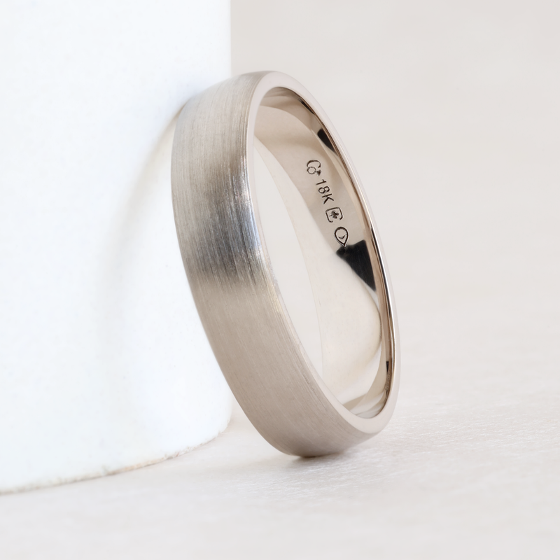 Ethical Jewellery & Engagement Rings Toronto - 5 mm Low Dome Band with Satin Finish in 18K Palladium White Gold - FTJCo Fine Jewellery & Goldsmiths