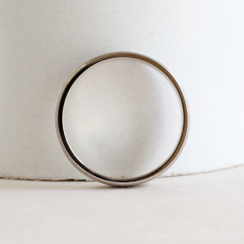 Ethical Jewellery & Engagement Rings Toronto - 5 mm Low Dome Band with Satin Finish in 18K Palladium White Gold - FTJCo Fine Jewellery & Goldsmiths