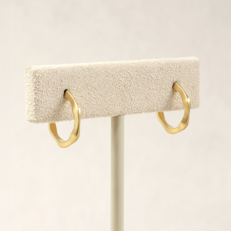 Satin Mini Ripple Hoops in 18K Yellow Gold