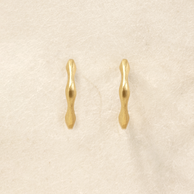 Satin Mini Ripple Hoops in 18K Yellow Gold