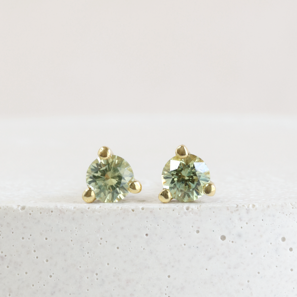3 mm Yellow-Green Montana Sapphire Martini Studs in Yellow Gold