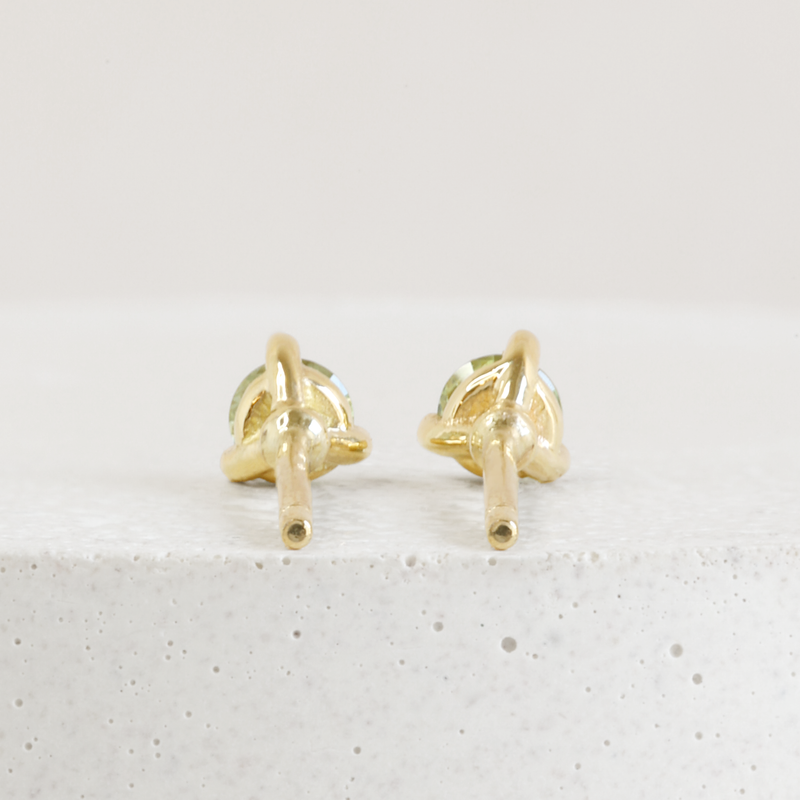 3 mm Yellow-Green Montana Sapphire Martini Studs in Yellow Gold