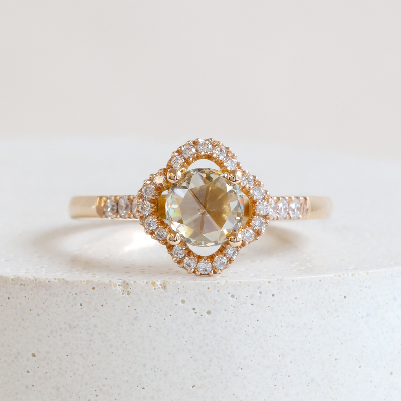 Ethical Jewellery & Engagement Rings Toronto - 0.50 ct Autumn Mist Round Rose Cut Lab Diamond Alyssum Halo in Rose Gold - FTJCo Fine Jewellery & Goldsmiths