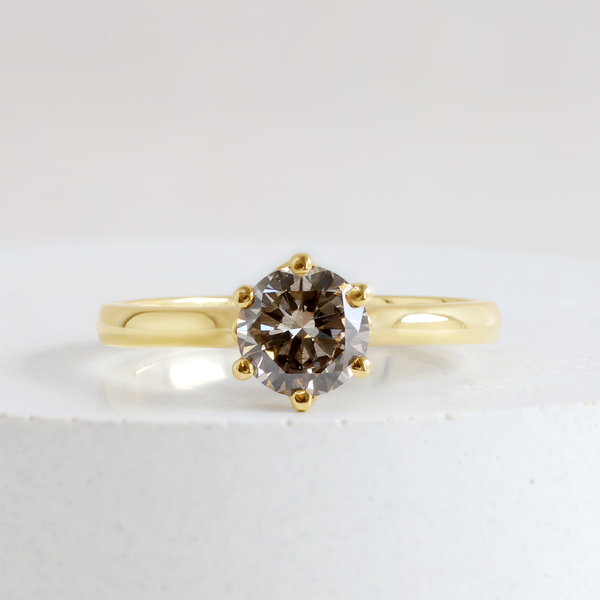 Ethical Jewellery & Engagement Rings Toronto - 0.92 ct Rosewood Diamond Audrey Six Prong Solitaire in Yellow Gold - FTJCo Fine Jewellery & Goldsmiths