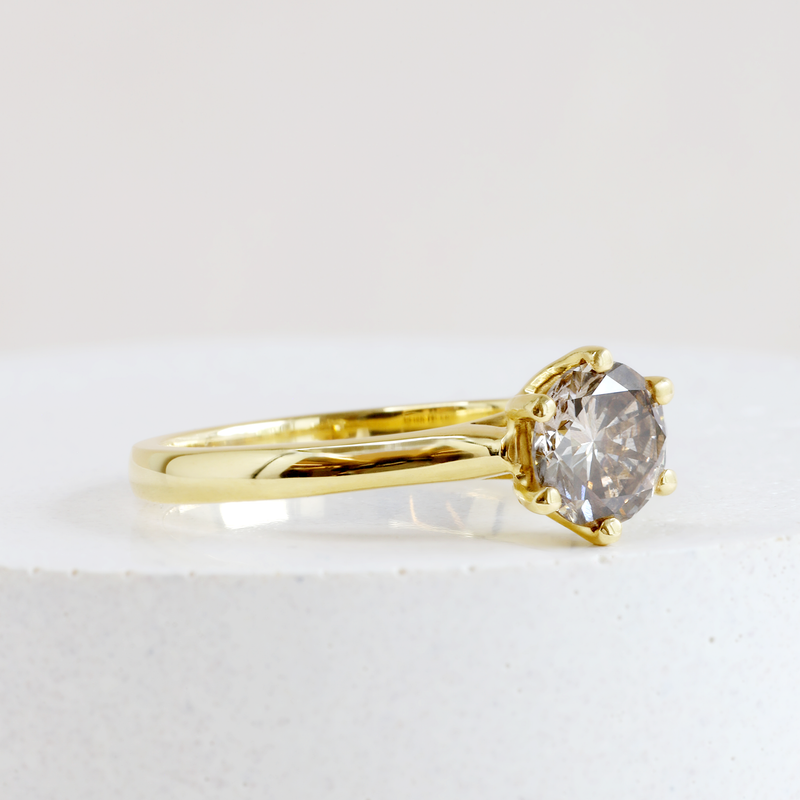 Ethical Jewellery & Engagement Rings Toronto - 0.92 ct Rosewood Diamond Audrey Six Prong Solitaire in Yellow Gold - FTJCo Fine Jewellery & Goldsmiths