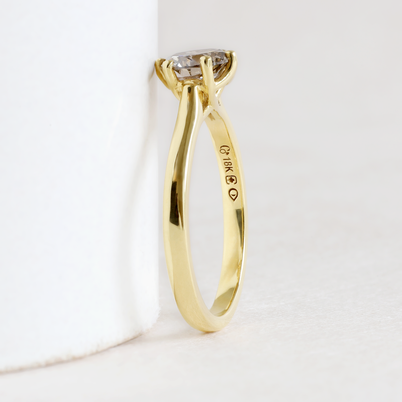 Ethical Jewellery & Engagement Rings Toronto - 0.92 ct Rosewood Diamond Audrey Six Prong Solitaire in Yellow Gold - FTJCo Fine Jewellery & Goldsmiths