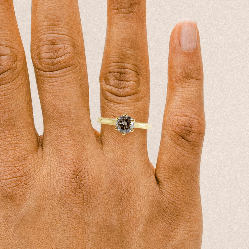 Ethical Jewellery & Engagement Rings Toronto - 0.92 ct Rosewood Diamond Audrey Six Prong Solitaire in Yellow Gold - FTJCo Fine Jewellery & Goldsmiths