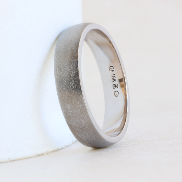 Ethical Jewellery & Engagement Rings Toronto - 5 mm Euro Wheel Low Dome Band in 18K Palladium White Gold - FTJCo Fine Jewellery & Goldsmiths