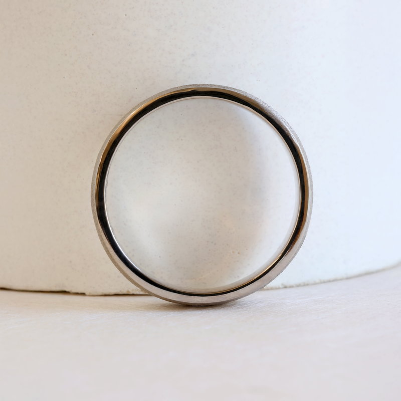 Ethical Jewellery & Engagement Rings Toronto - 5 mm Euro Wheel Low Dome Band in 18K Palladium White Gold - FTJCo Fine Jewellery & Goldsmiths