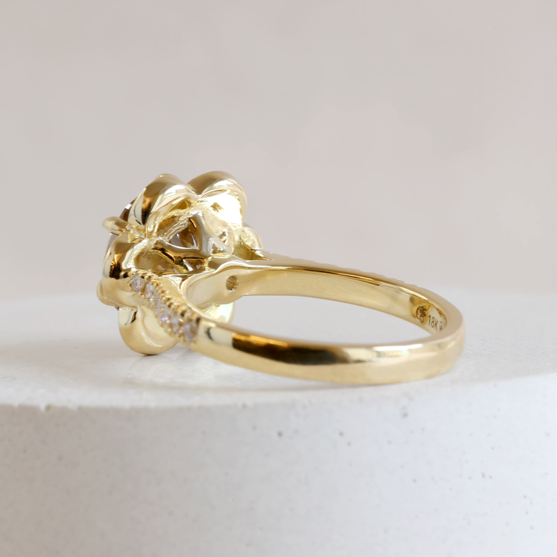 3.92 ct FTJCo Star-cut Diamond Aster Halo Ring in Yellow Gold