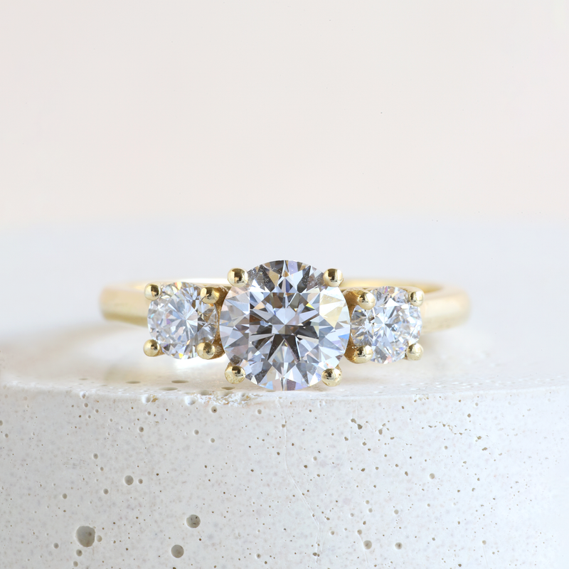 Ethical Jewellery & Engagement Rings Toronto - Trellis Three Stone Diamond Ring in 18K Yellow Gold - FTJCo Fine Jewellery & Goldsmiths