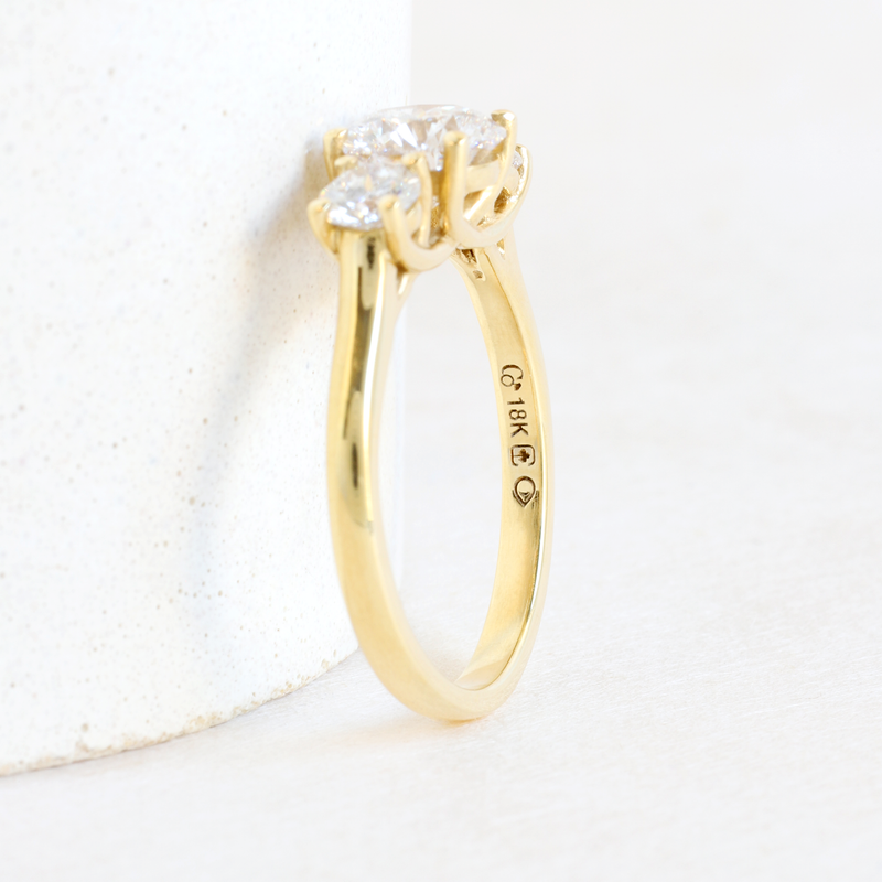 Ethical Jewellery & Engagement Rings Toronto - Trellis Three Stone Diamond Ring in 18K Yellow Gold - FTJCo Fine Jewellery & Goldsmiths