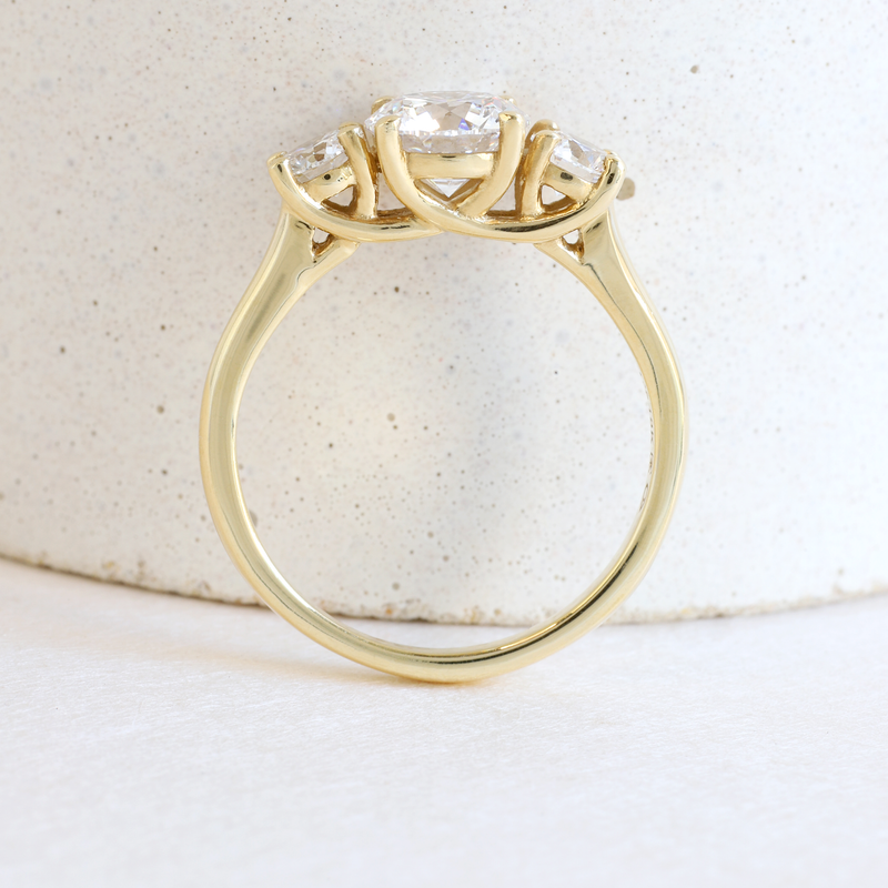 Ethical Jewellery & Engagement Rings Toronto - Trellis Three Stone Diamond Ring in 18K Yellow Gold - FTJCo Fine Jewellery & Goldsmiths