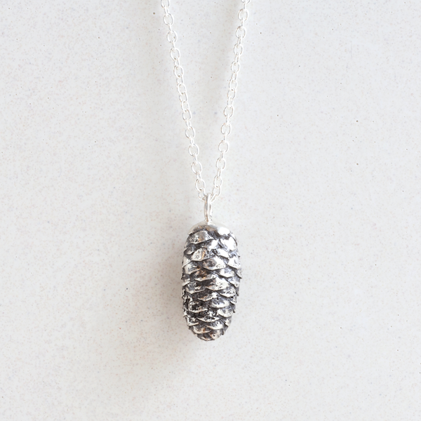 Ethical Jewellery & Engagement Rings Toronto - Large Pine Cone Pendant in Silver - FTJCo Fine Jewellery & Goldsmiths