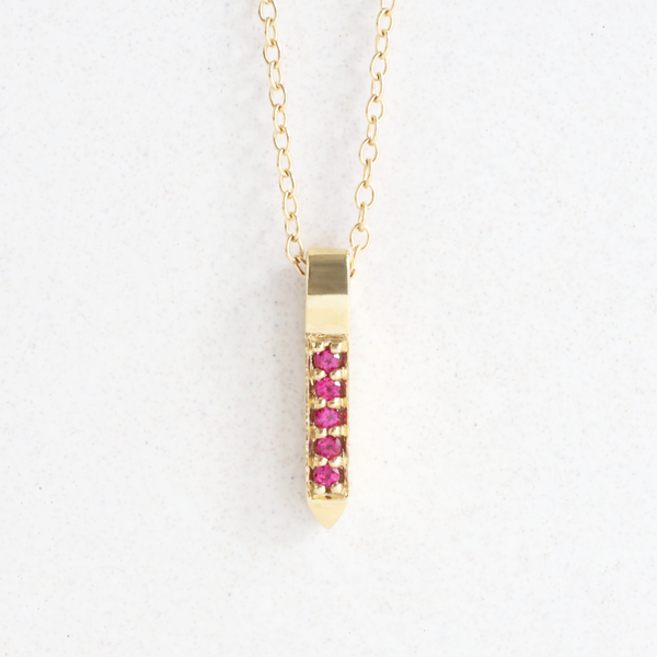 Ruby (July) Quill Pendant in Yellow Gold