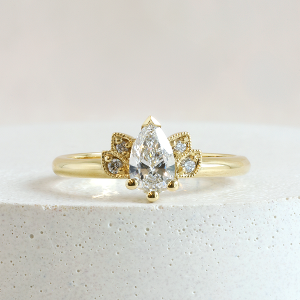 Ethical Jewellery & Engagement Rings Toronto - 0.49 ct G VVS2 Lotus Pear Cut Ring in Yellow Gold - FTJCo Fine Jewellery & Goldsmiths