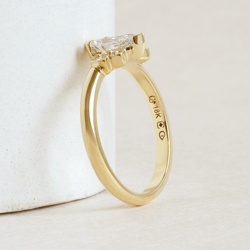 Ethical Jewellery & Engagement Rings Toronto - 0.49 ct G VVS2 Lotus Pear Cut Ring in Yellow Gold - FTJCo Fine Jewellery & Goldsmiths