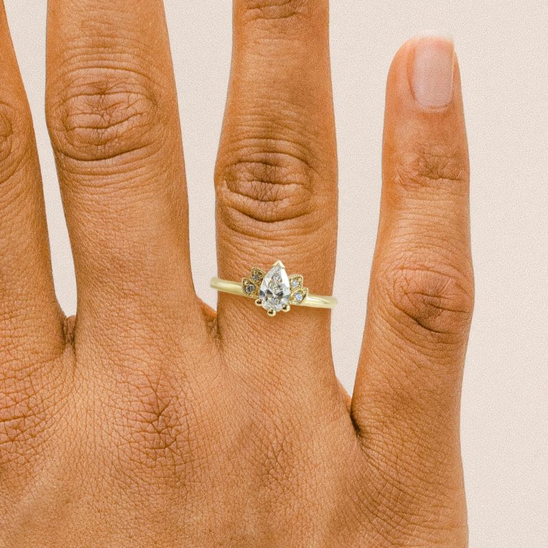 Ethical Jewellery & Engagement Rings Toronto - 0.49 ct G VVS2 Lotus Pear Cut Ring in Yellow Gold - FTJCo Fine Jewellery & Goldsmiths