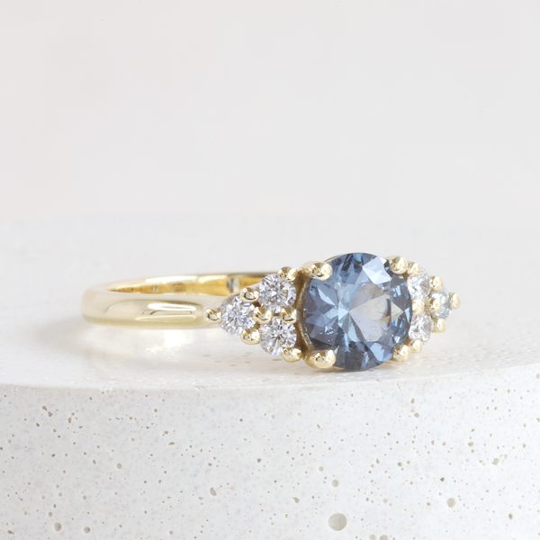Ethical Jewellery & Engagement Rings Toronto - 0.86 ct  Icy Violet Sri Lankan Spinel Round Emma Ring in Yellow Gold - FTJCo Fine Jewellery & Goldsmiths